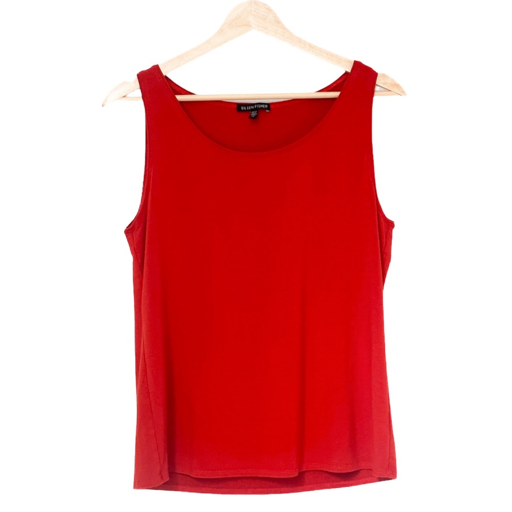 Eileen Fisher Red Orange Tank Top Sleeveless Shirt — Size M